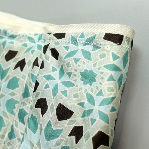 Banana Republic Silk Skirt Womens 4 Green Crinkle Geo-Print Fit & Flare Modest - Picture 8 of 14